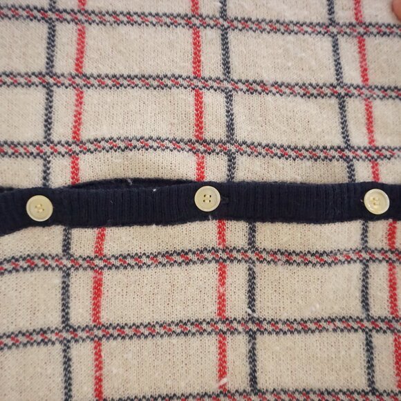Vintage Pendleton Cream Navy Plaid Wool Checker Cardigan Old Money Preppy 1X - Picture 8 of 10